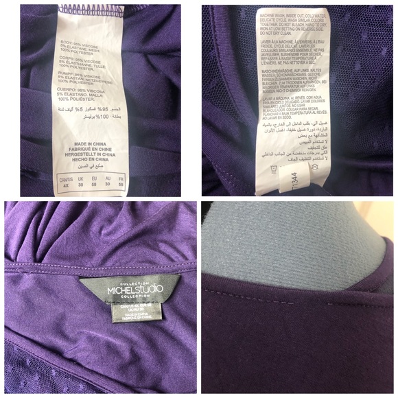 🌵Michel Studio BlackBerry Dot Mesh Detail Top 4X - Picture 7 of 8